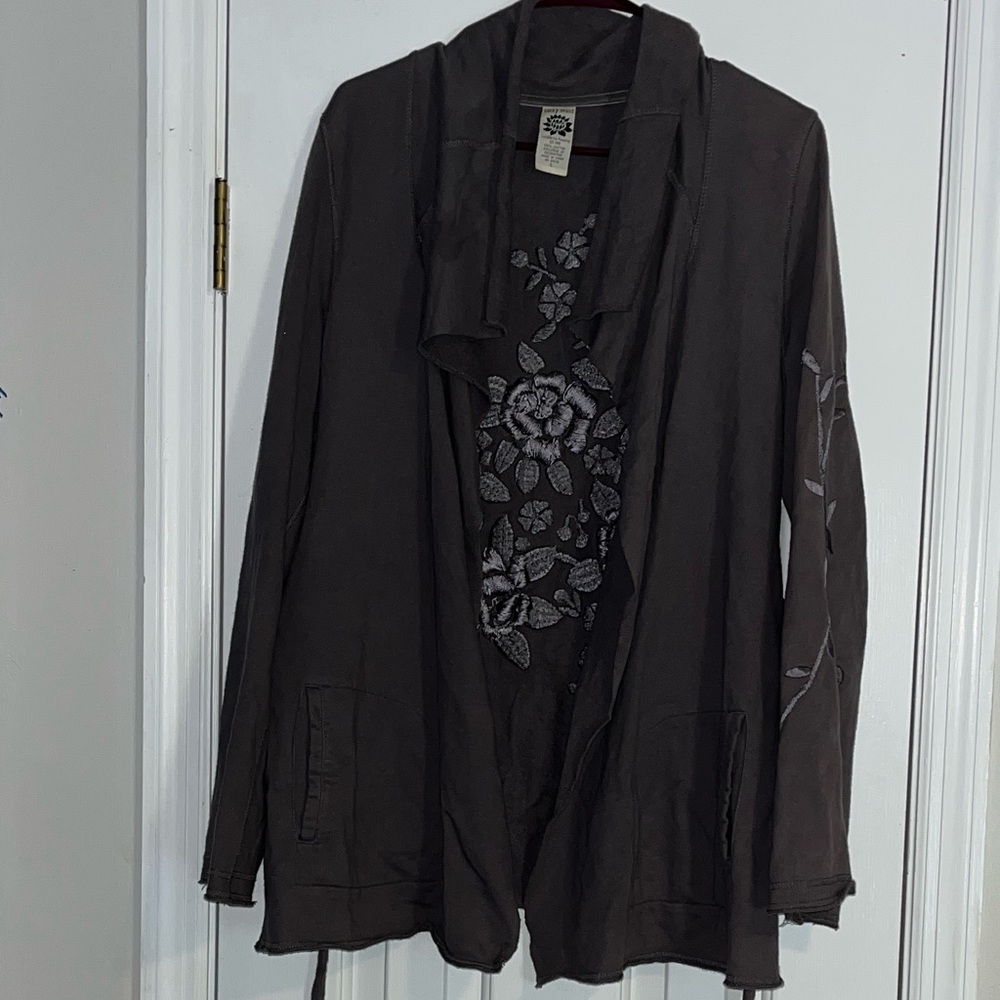 Lucky Brand Charcoal Jacket with Floral Design
